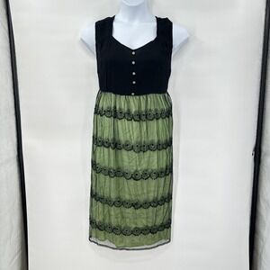 The Pyramid Collection Dress Womens 1X Embroidered‎ Floral Boho Gothic Midi
